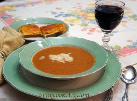 tomato soup cheese wine