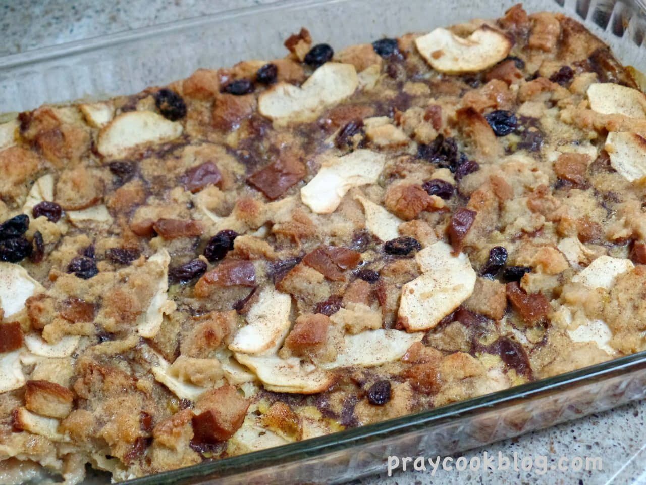 Apple Bread Pudding With Luscious Vanilla Sauce