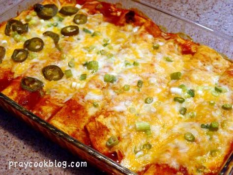 Beef Enchiladas Sprinkled With A Few Jalapeno's for The Chief