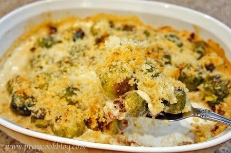 sprous au gratin spooned