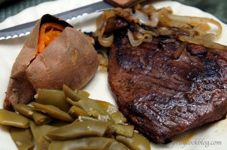 panfried steak plated