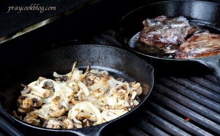 steak onions on grill