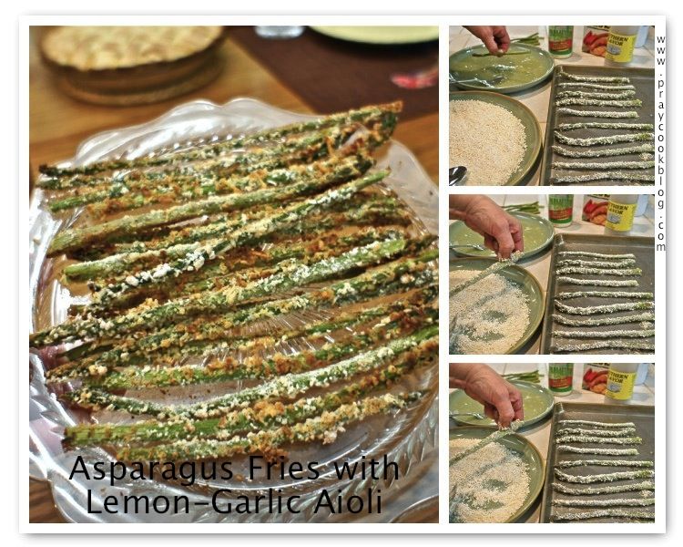 Baked Parmesan Asparagus “Fries” & Lemon Garlic Aioli