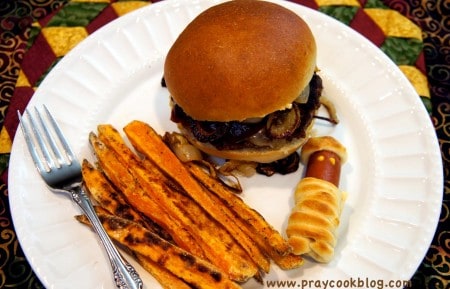 hamburger buns plated