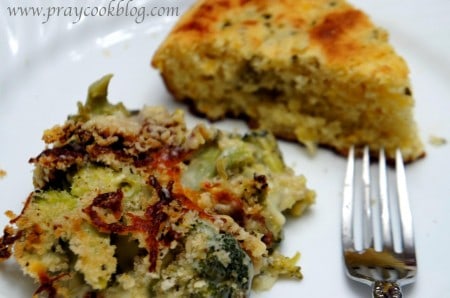 broccoli au gratin single cornbread