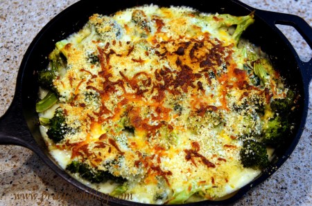 broccoli au gratin skilletful