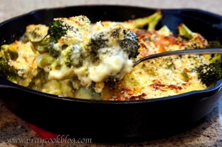 broccoli au gratin spoonful