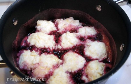 blackberry dumplings in pot