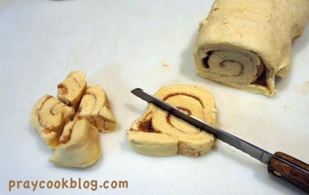 cut cinnamon rolls