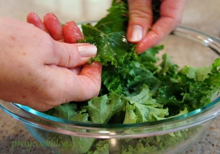 massaging kale