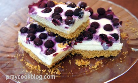 blueberry cheesecake bars plated