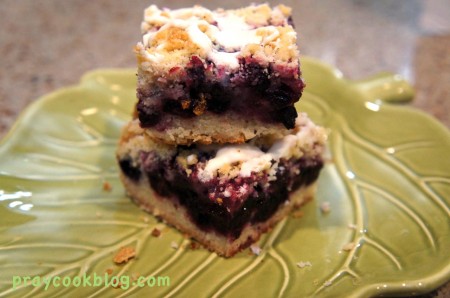 blueberry crumb bars plated