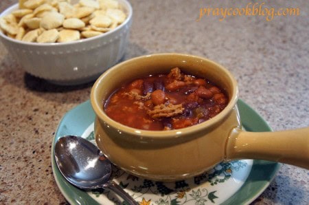 chili in soup bowl