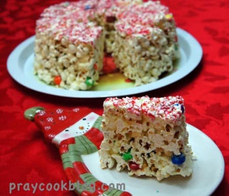 slice popcorn cake