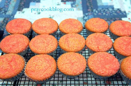 fresh strawberry cupcake cooling