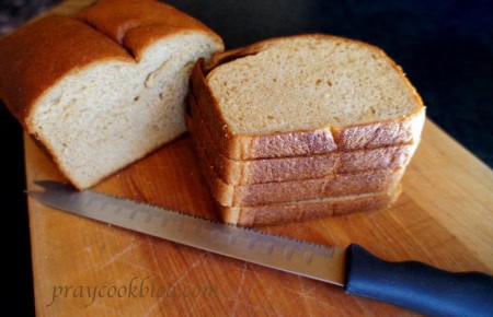 whole wheat bread stacked sliced