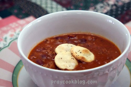 homemade crackers on chili