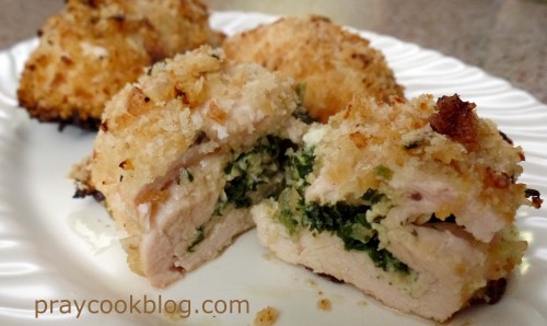 feta spinach stuffed chicken plated