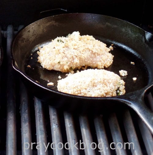 stuffed chicken on BBQ grill pan cooked