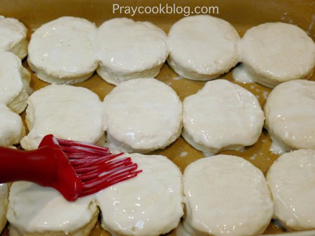 Buttermilk biscuits basting