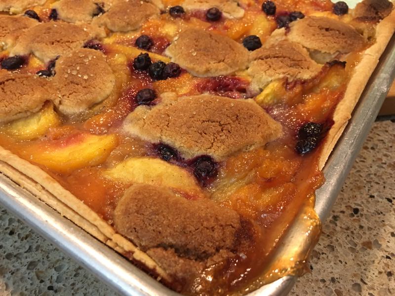 Peach Blueberry baked slab pie